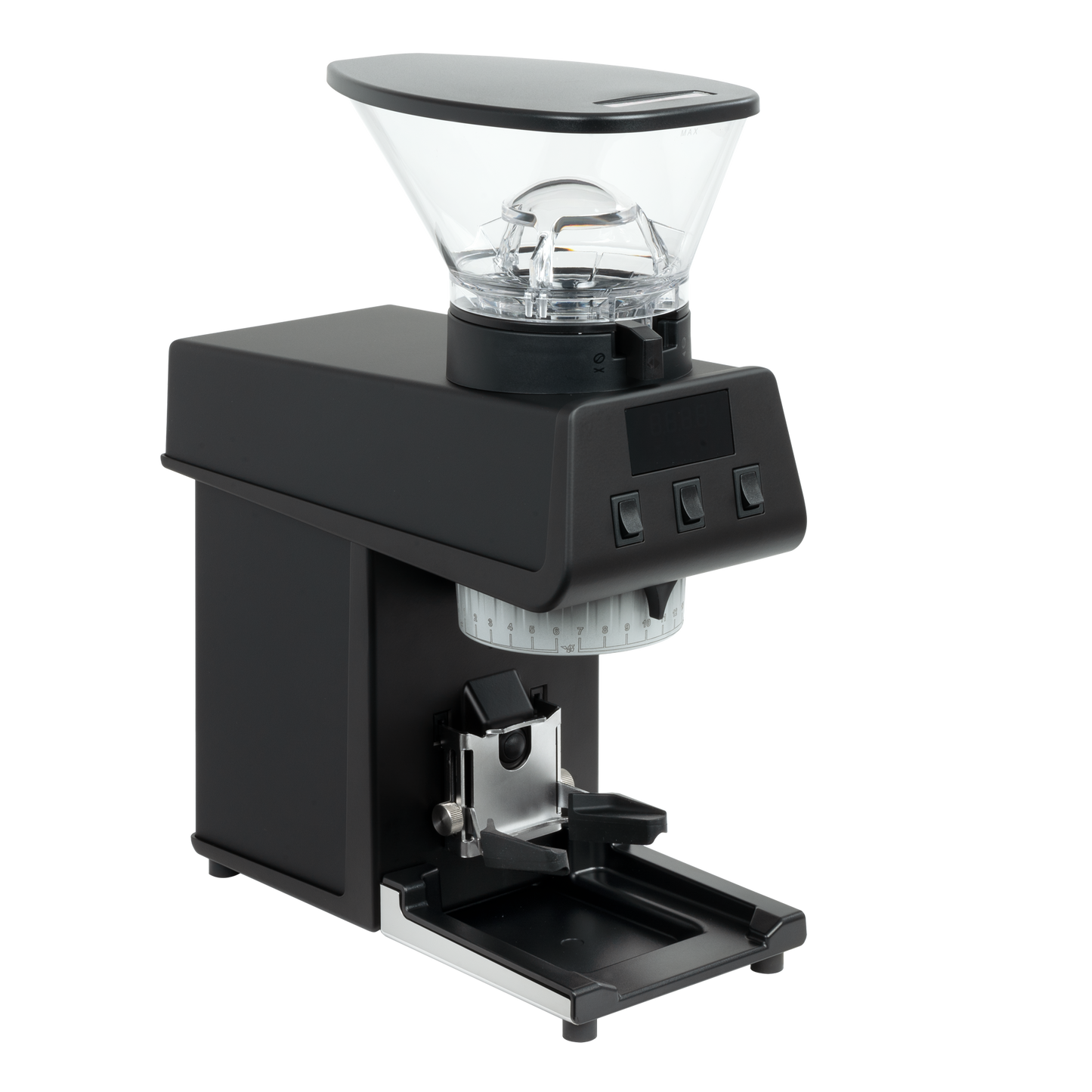 La Marzocco Pico coffee grinder in black, three-quarter front view