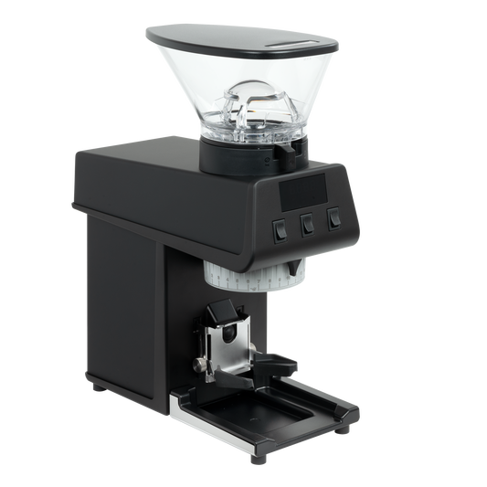 La Marzocco Pico coffee grinder in black, three-quarter front view