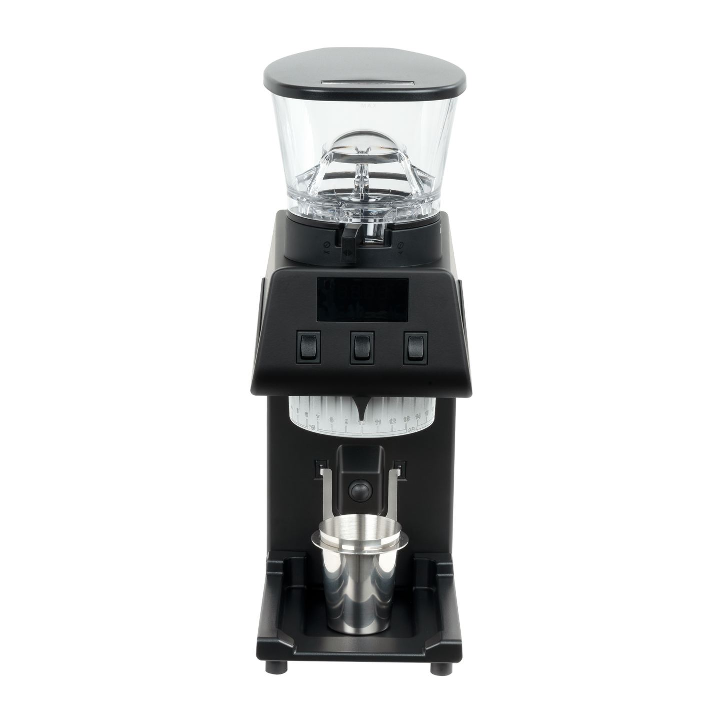 La Marzocco Pico coffee grinder in black, front view