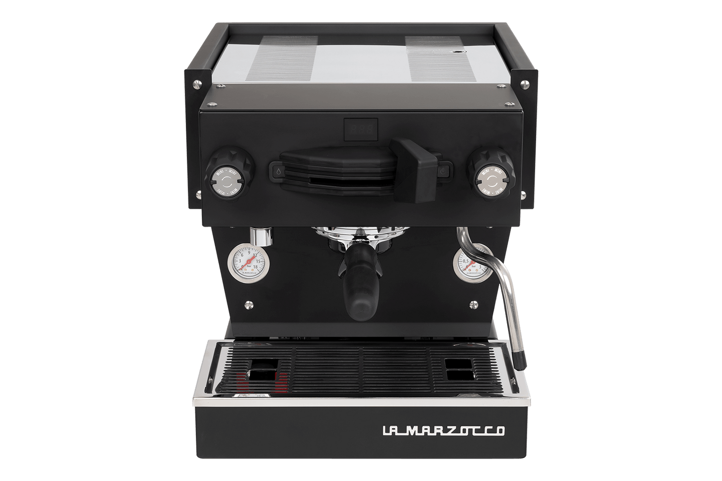 La Marzocco Linea Mini espresso machine in matte black, front view