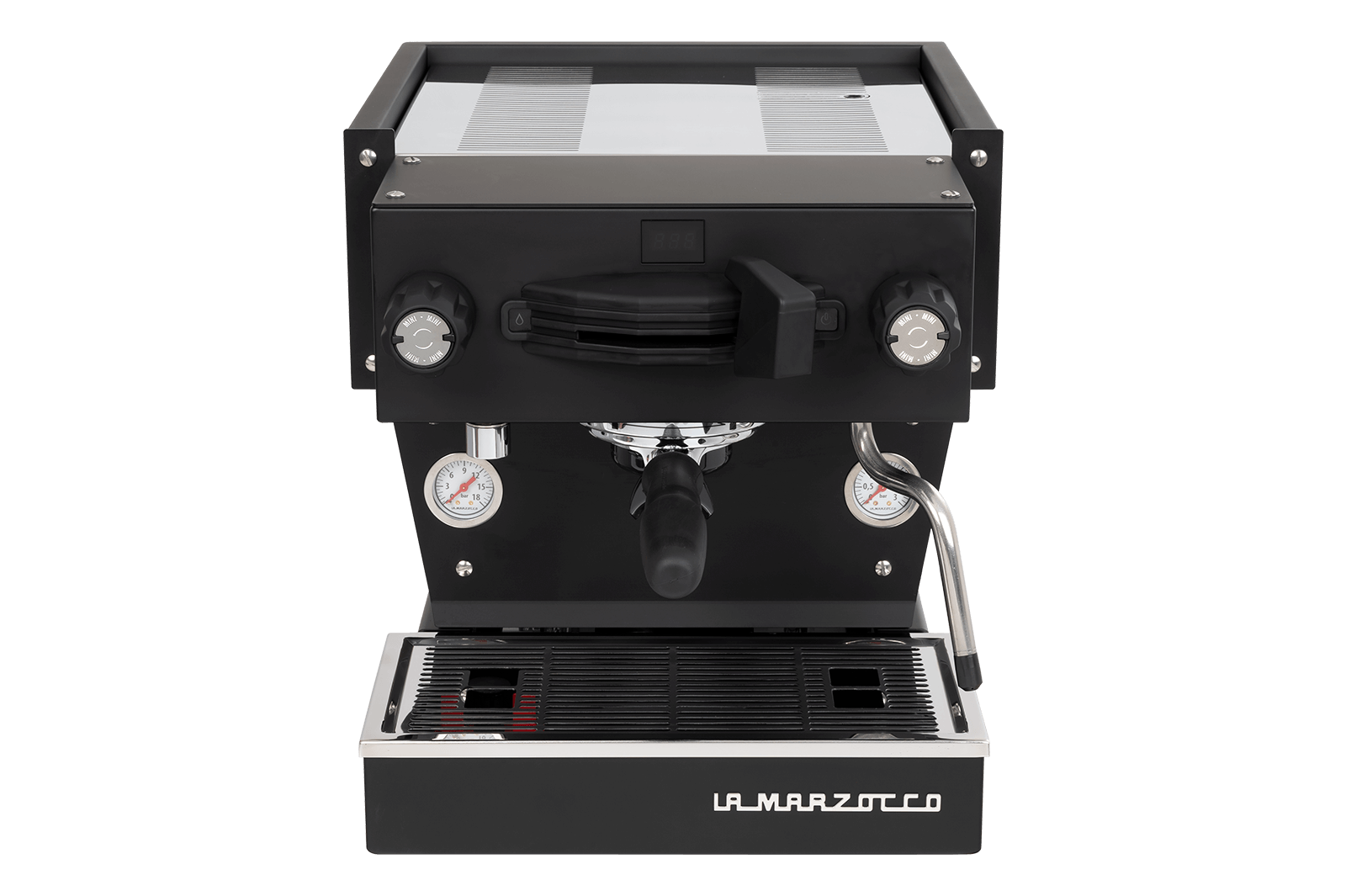 La Marzocco Linea Mini espresso machine in matte black, front view