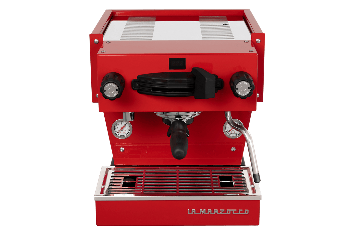 La Marzocco Linea Mini espresso machine in red, front view