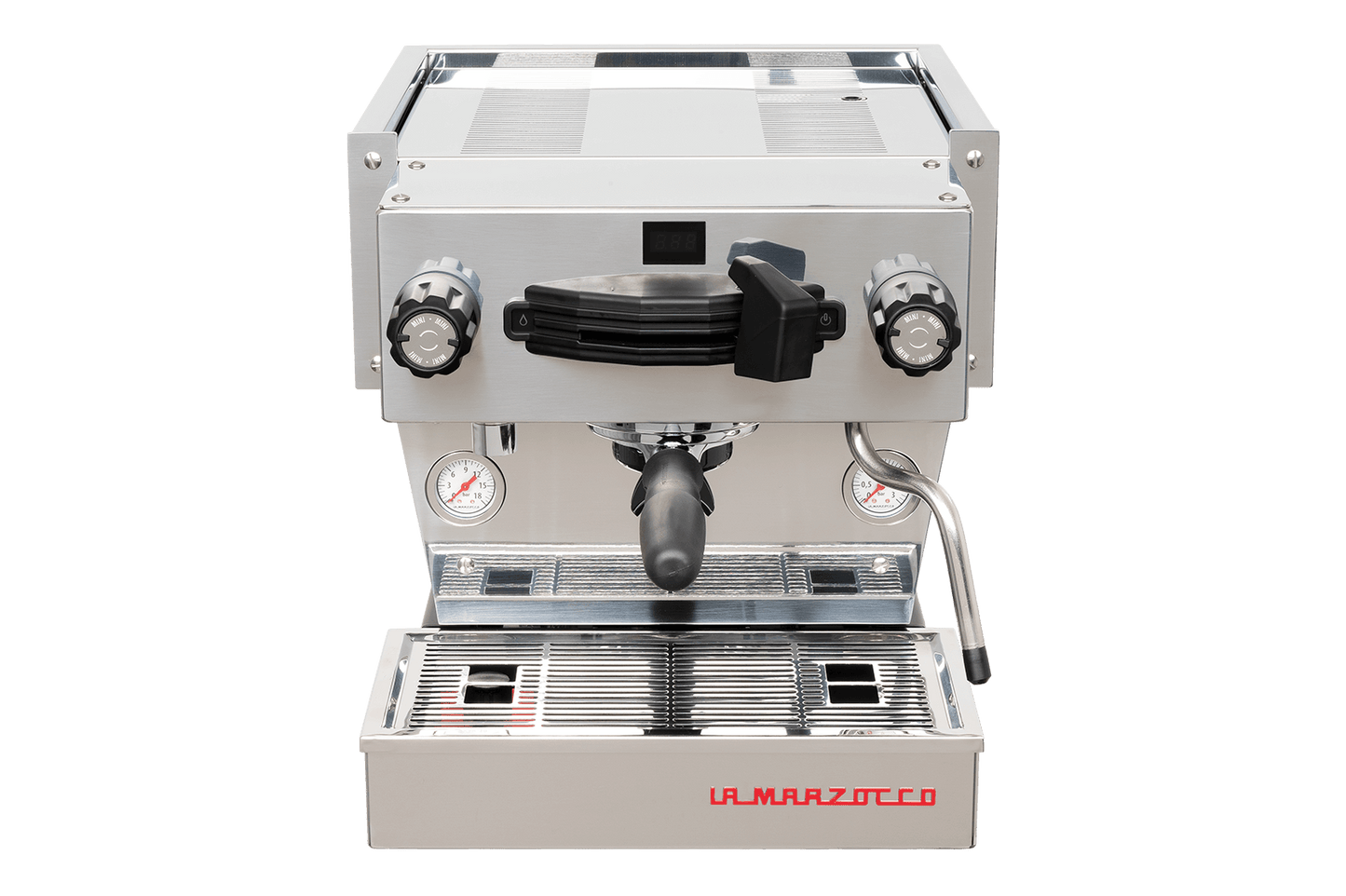La Marzocco Linea Mini espresso machine in stainless steel, front view