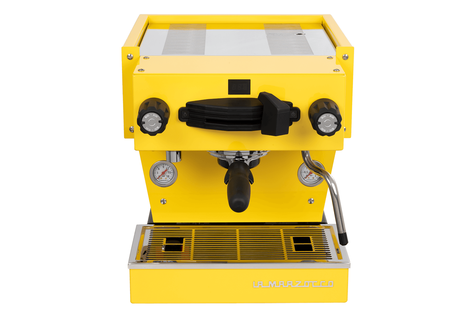La Marzocco Linea Mini espresso machine in yellow, front view