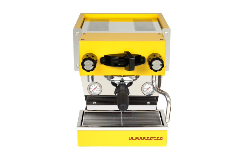 La Marzocco Linea Micra espresso machine in yellow, front view