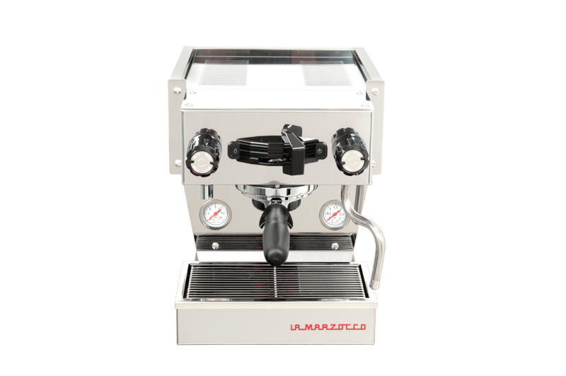 La Marzocco Linea Micra espresso machine in stainless steel, front view