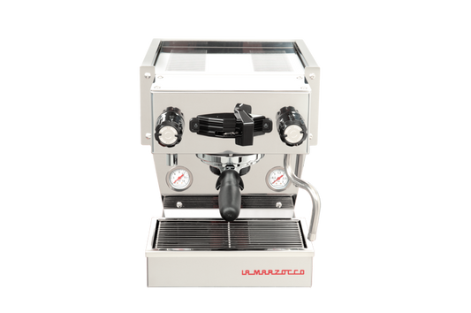La Marzocco Linea Micra espresso machine in stainless steel, front view