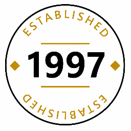 Circular logo with 'Established 1997' text in the center on a white background