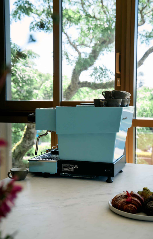 La Marzocco Linea Mini espresso machine in a home kitchen