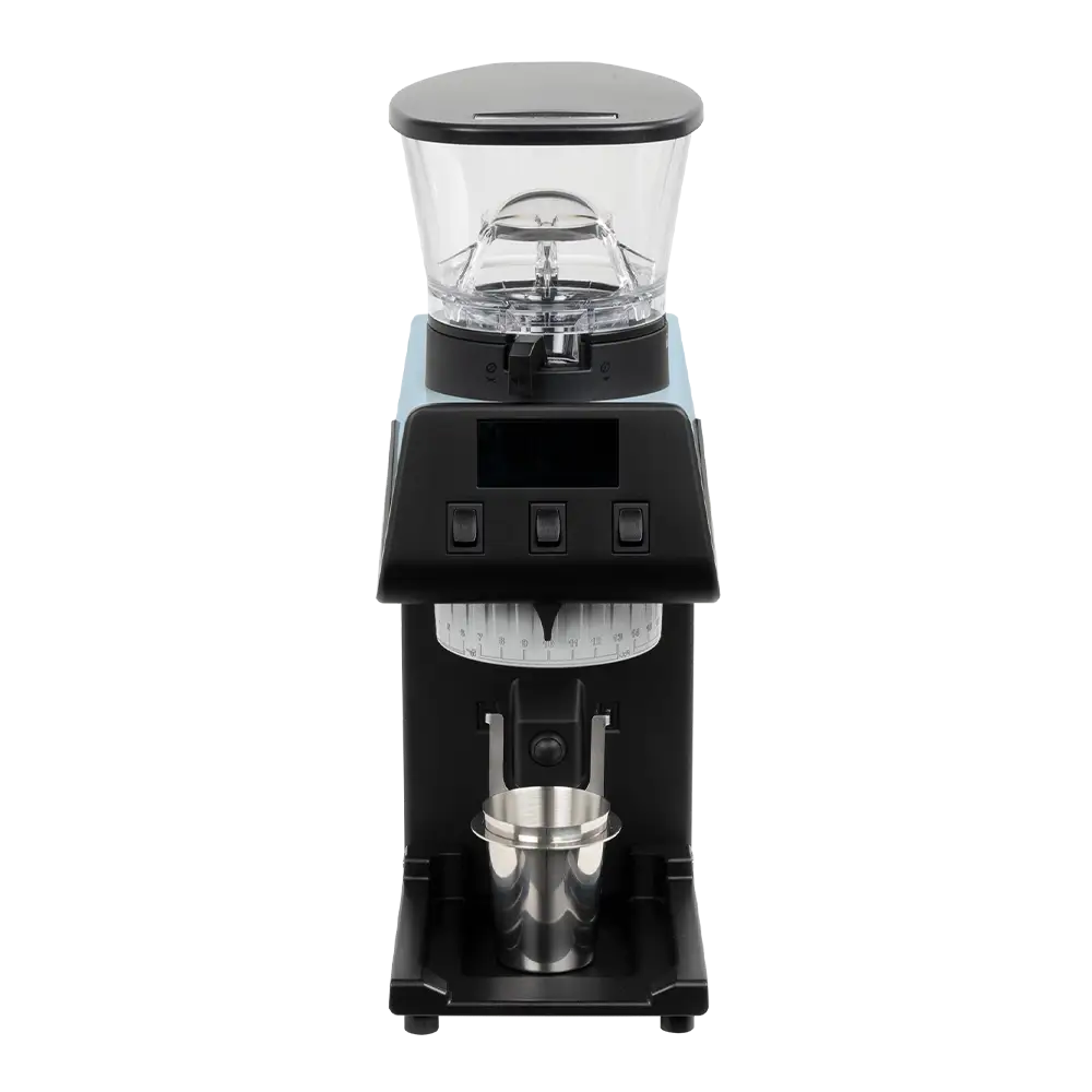 La Marzocco Pico coffee grinder in blue, front view