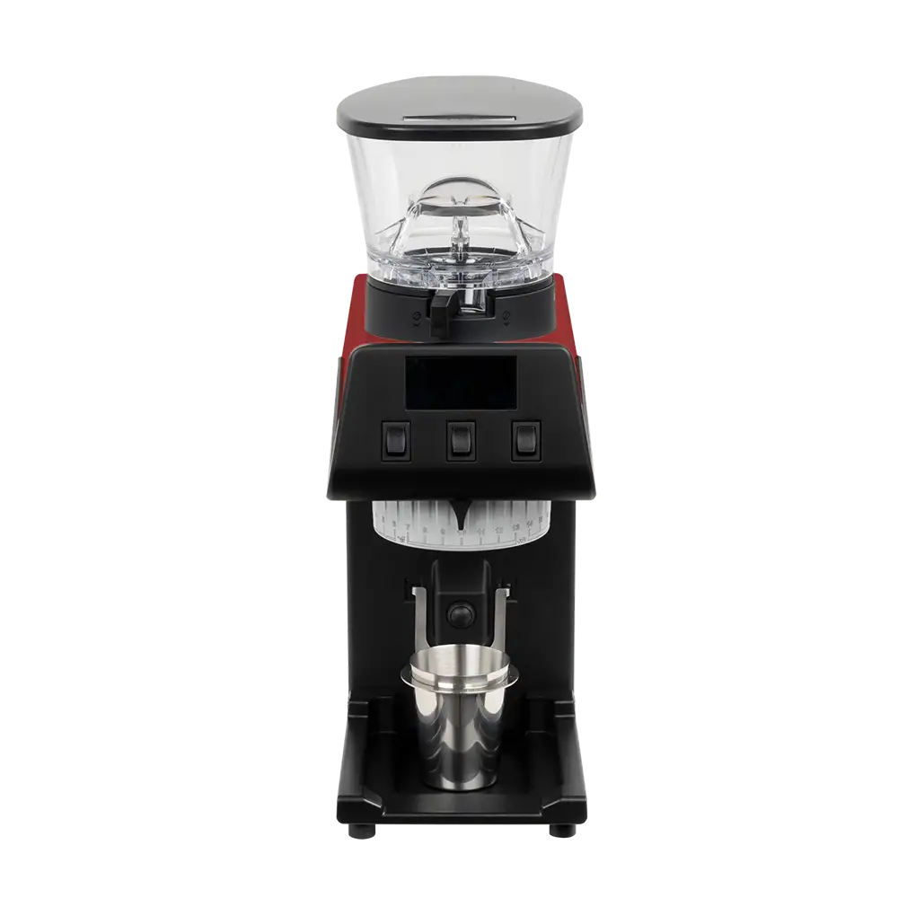 La Marzocco Pico coffee grinder in red, front view