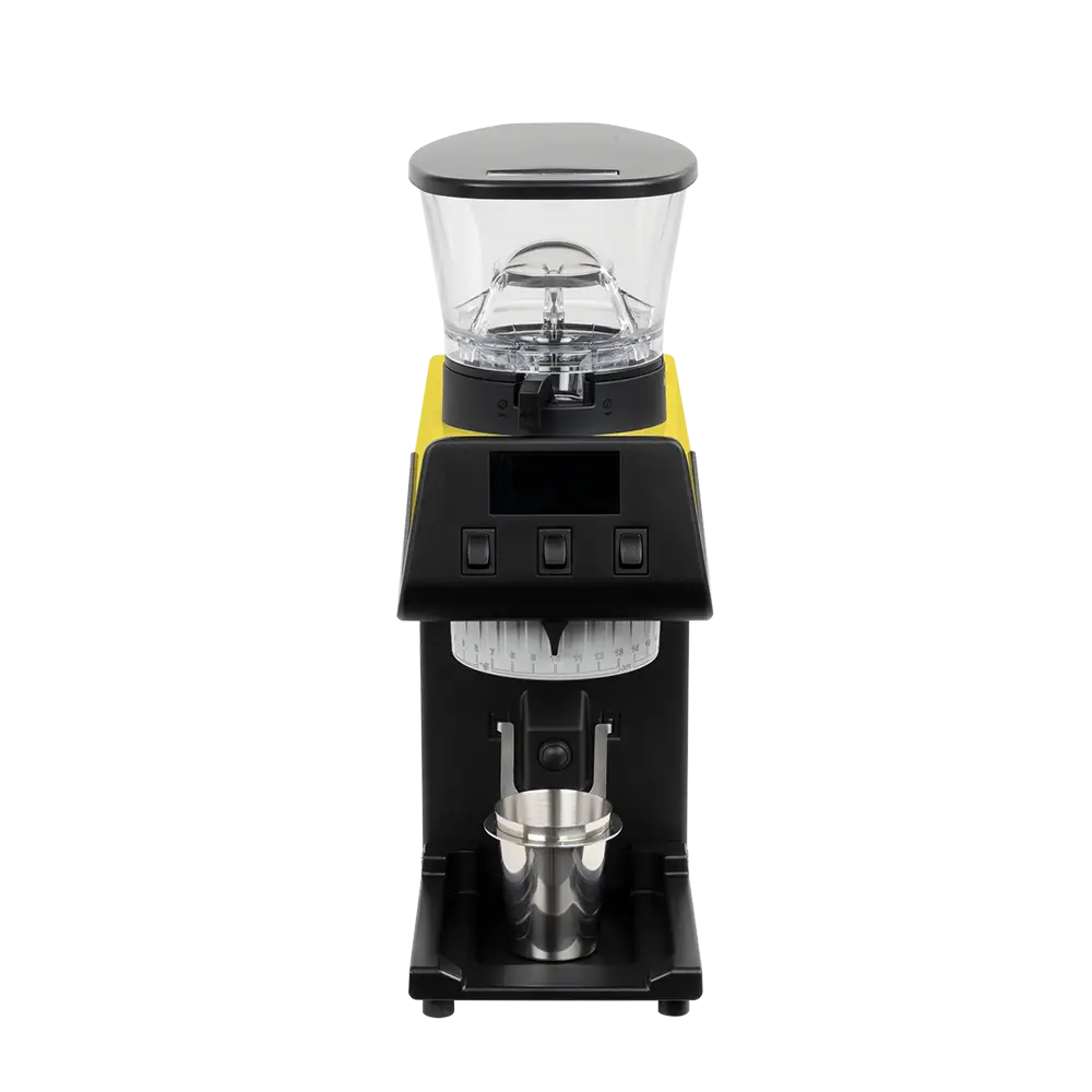 La Marzocco Pico coffee grinder in yellow, front view